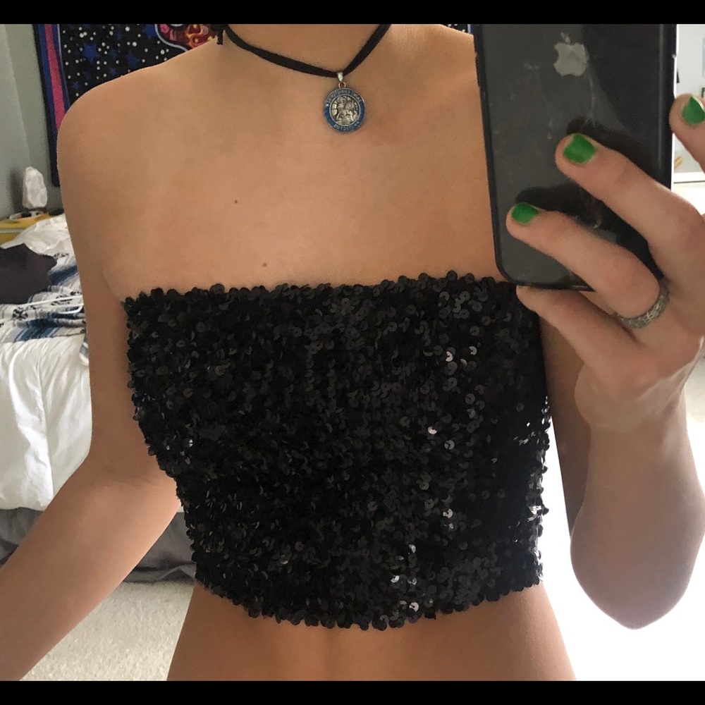 PINK sequin tube top perfect for parties/New Year!